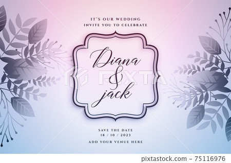 elegant wedding card design with leaves decoration 75116976