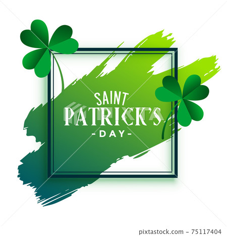 st patricks day frame with leaves and brush stroke 75117404