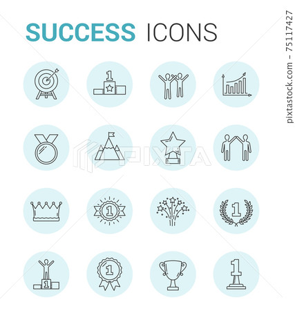Success Line Icons 75117427