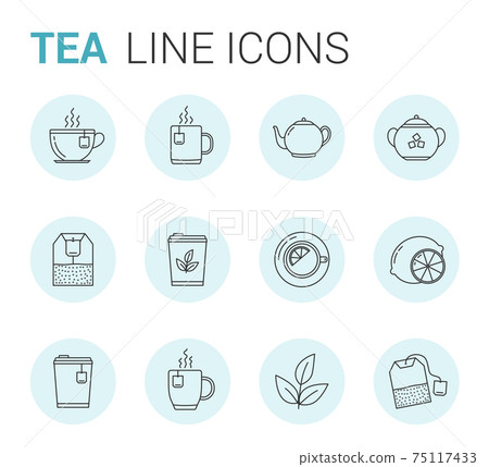 Tea Line Icons - Stock Illustration [75117433] - PIXTA
