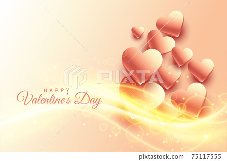 shiny beautiful hearts background with glowing wave shiny beautiful hearts background with glowing wave 75117555