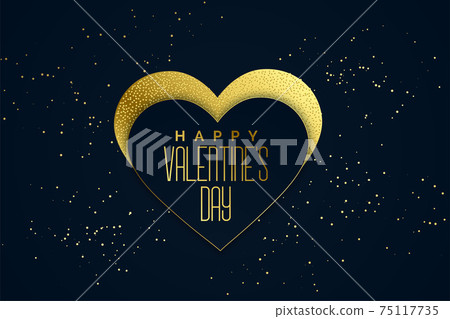 happy valentines day golden hearts background - Stock Illustration ...