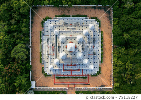 Aerial view of pagoda watasokaram temple in Thailand. 75118227
