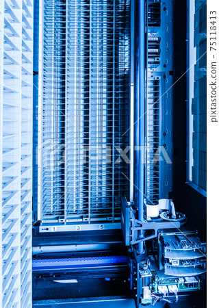 stacks of magnetic tapes used for data storage 75118413