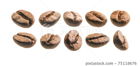 A set of coffee beans. Isolated on a white background A set of coffee beans. Isolated on a white background 75118676