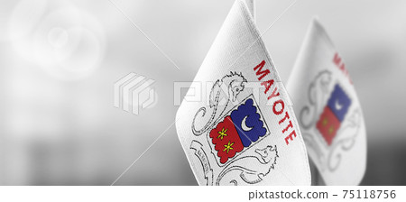 Patch of the national flag of the Mayotte on a white t-shirt 75118756