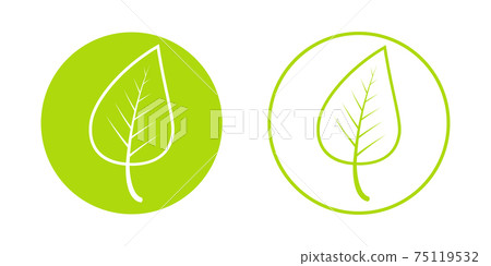 Spring time of the year icon, young growing green leaf vector spring logo sign, round leaf icon Spring time of the year icon, young growing green leaf vector spring logo sign, round leaf icon 75119532