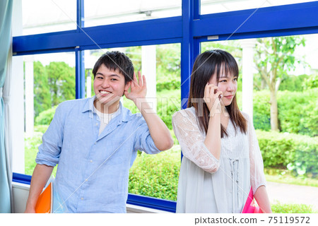 Eavesdropping with college students calling in a university lecture room Information management, information leakage image 75119572