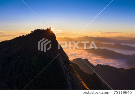 Phu Chi Dao at sunrise in Chiang rai, Thailand. 75119640