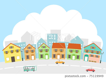 汽車和城市景觀的插圖 75119949