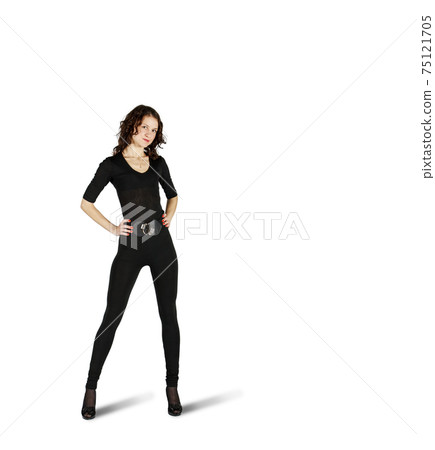 young beautiful woman in black suit 75121705