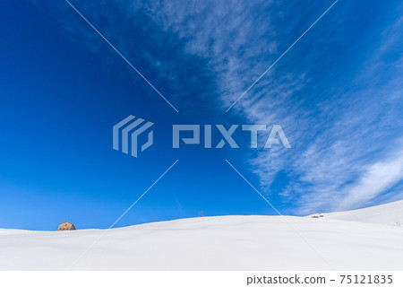 Old Dairy Farm on Lessinia High Plateau in Winter with Snow - Veneto Italy Old Dairy Farm on Lessinia High Plateau in Winter with Snow - Veneto Italy 75121835