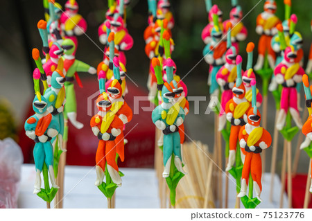 Chinese street art - Mini sculpture figures made from dough  75123776