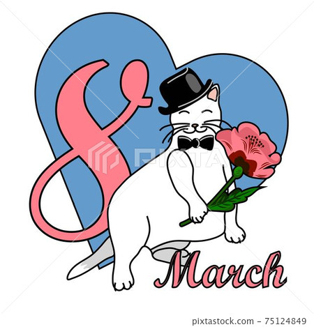 8 March greeting card with a cat and flower 75124849