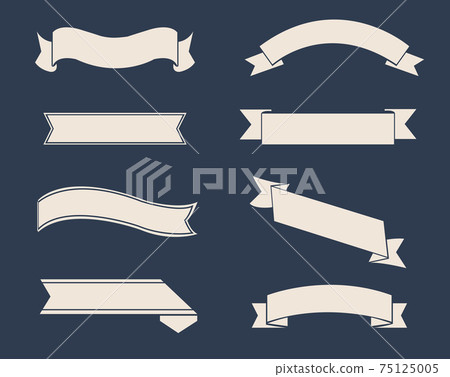 Retro Ribbon Big Set Isolated Blue Background Retro Ribbon Big Set Isolated Blue Background 75125005