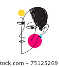 Abstract modern style line art woman portrait design. 75125269