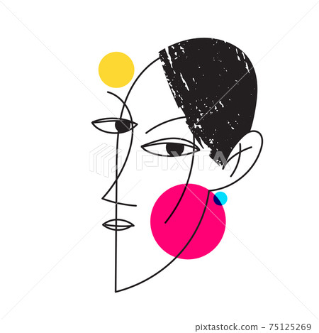 Abstract modern style line art woman portrait design. Abstract modern style line art woman portrait design. 75125269