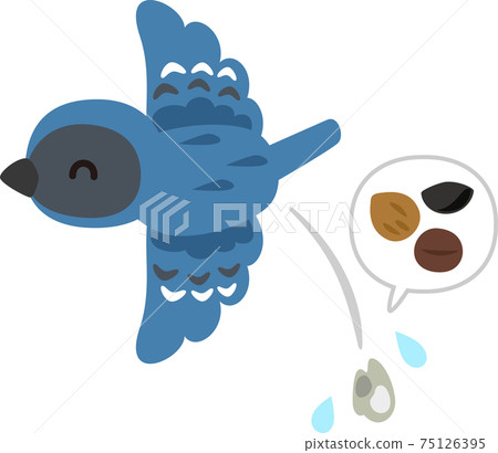 一隻撒有種子的糞便的小鳥 75126395