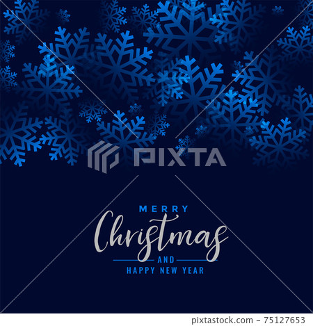 merry christmas beautiful snowflakes blue background design 75127653