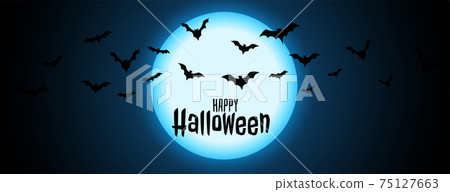 night full moon with flying bats halloween background 75127663
