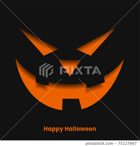scary halloween ghost face in paper cut style background 75127667