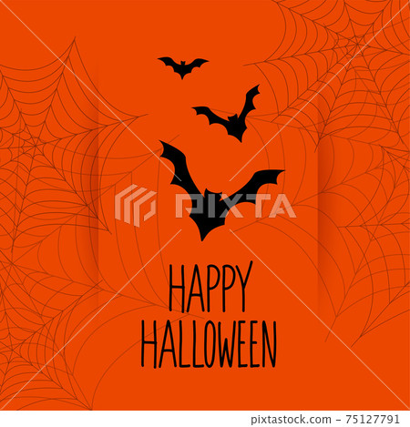 halloween orange background with flying bats halloween orange background with flying bats 75127791