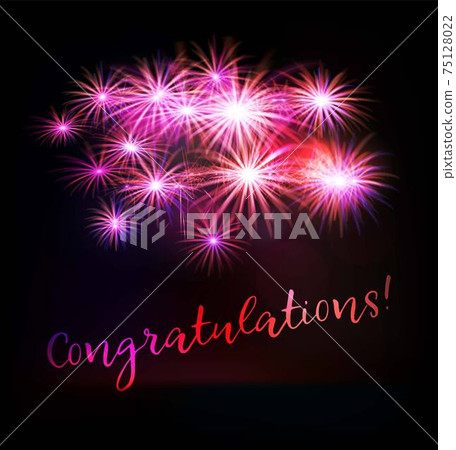 Congratulations text and star fireworks 75128022