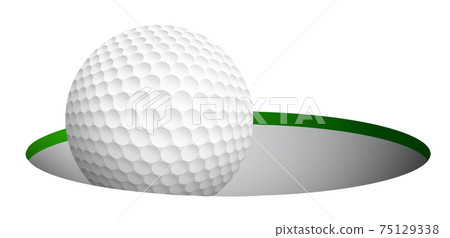 sports golf ball rolling and falls in hole on field after accurate hit. Active lifestyle. Realistic vector sports golf ball rolling and falls in hole on field after accurate hit. Active lifestyle. Realistic vector 75129338