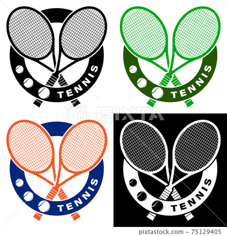 set of tennis racket and ball symbols for sports design. Tennis equipment. Active lifestyle. Vector 75129405