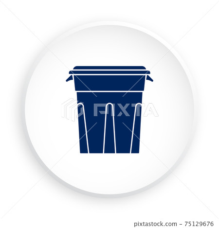 recycle bin icon. Container for separating garbage. Caring for environment, processing raw materials. Button for mobile application or web in neomorphism style. Vector 75129676