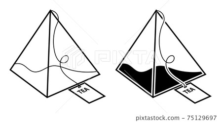 Pyramid tea bag icon. Festive tea party. Black and white vector 75129697