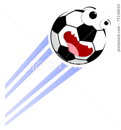 Loud funny crazy football, soccer ball flies with great speed after great hit. Sport equipment. Vector Loud funny crazy football, soccer ball flies with great speed after great hit. Sport equipment. Vector 75130010
