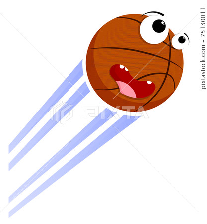 Loud funny crazy ball for basketball flies with great speed after strong throw. Sport equipment. Vector Loud funny crazy ball for basketball flies with great speed after strong throw. Sport equipment. Vector 75130011