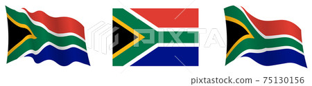 flag of south africa in static position and in motion, developing in wind in exact colors and sizes, on white background flag of south africa in static position and in motion, developing in wind in exact colors and sizes, on white background 75130156