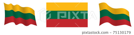 flag of lithuania in static position and in motion, developing in wind in exact colors and sizes, on white background flag of lithuania in static position and in motion, developing in wind in exact colors and sizes, on white background 75130179