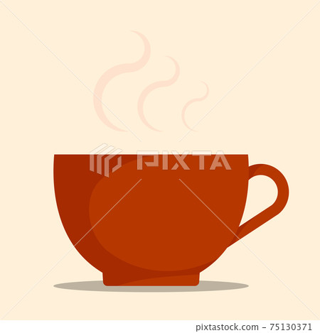 coffee mug with hot coffee and steam. Morning drink for good mood. Vector in flat style 75130371
