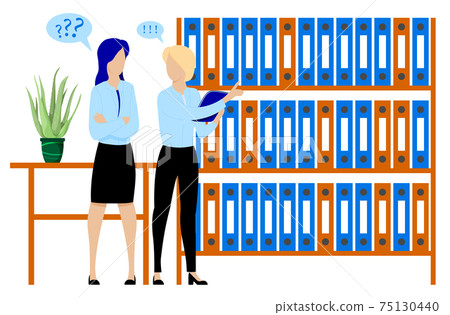 boss gives the employee an impossible task. Conflicts and disputes at work, overtime work. Vector boss gives the employee an impossible task. Conflicts and disputes at work, overtime work. Vector 75130440