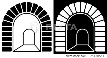 arched tunnel entrance icon. Path into unknown, overcoming fears and obstacles. Vector 75130541