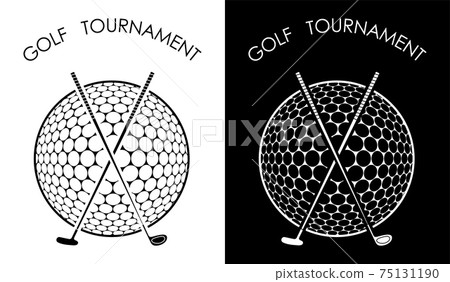 symbol, emblem of golf club with ball for competition. Golfer sports equipment. Active lifestyle. Vector 75131190