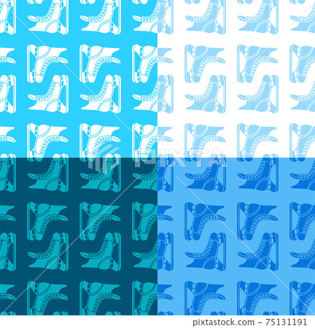 set of seamless patterns with ice hockey player boot. Sports protective equipment for athlete. Ornament for decoration and printing on fabric. Design element. Vector set of seamless patterns with ice hockey player boot. Sports protective equipment for athlete. Ornament for decoration and printing on fabric. Design element. Vector 75131191