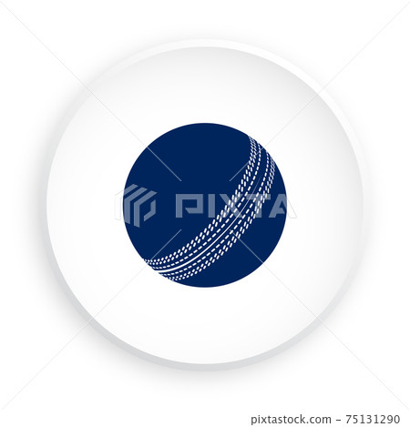 cricket ball icon in neomorphism style for mobile app. Sport equipment. Button for mobile application or web. Vector on white background 75131290