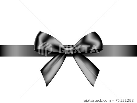 Black realistic gift bow with horizontal ribbon. Black realistic gift bow with horizontal ribbon. 75131298