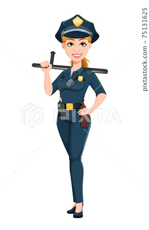 Police woman in uniform. Female police officer 75131625