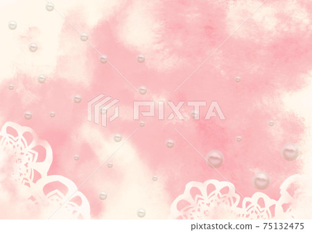 Retro rose watercolor gradient with white lace flowers and pearl raindrops / abstract background illustration Retro rose watercolor gradient with white lace flowers and pearl raindrops / abstract background illustration 75132475