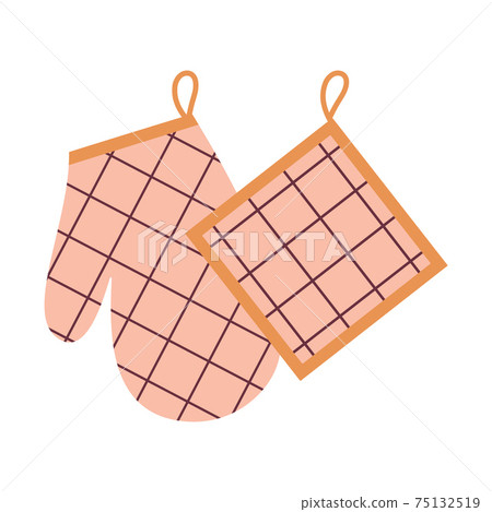 kitchen glove and potholder isolated on white kitchen glove and potholder isolated on white 75132519