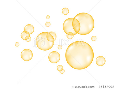 Fizzing  air  golden  bubbles on white  background. 75132998
