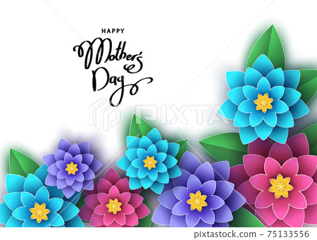 Happy mother's day banner template with paper cut 3d flowers. Happy mother's day banner template with paper cut 3d flowers. 75133556