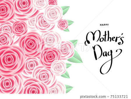 Mother's day greeting card with  pink roses. 75133721