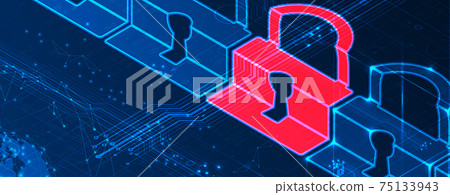 internet digital security technology concept for business background. Lock on circuit board internet digital security technology concept for business background. Lock on circuit board 75133943