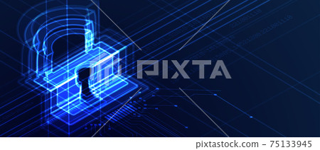 internet digital security technology concept for business background. Lock on circuit board internet digital security technology concept for business background. Lock on circuit board 75133945